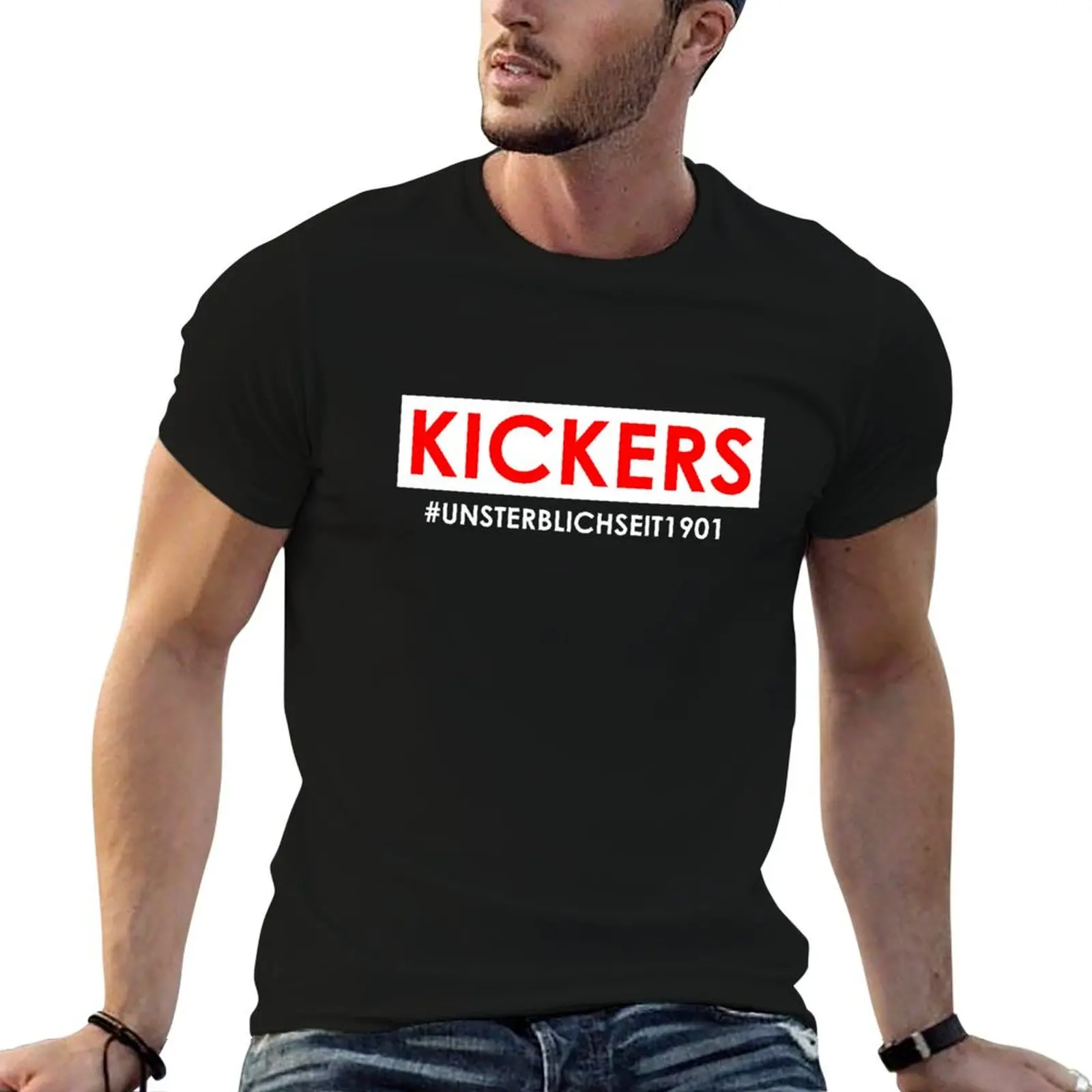 Футболка KICKERS unsterblich с модным принтом, повседневная, с коротким рукавом, для футбольных фанатов города Оффенбах, с 1901 года.