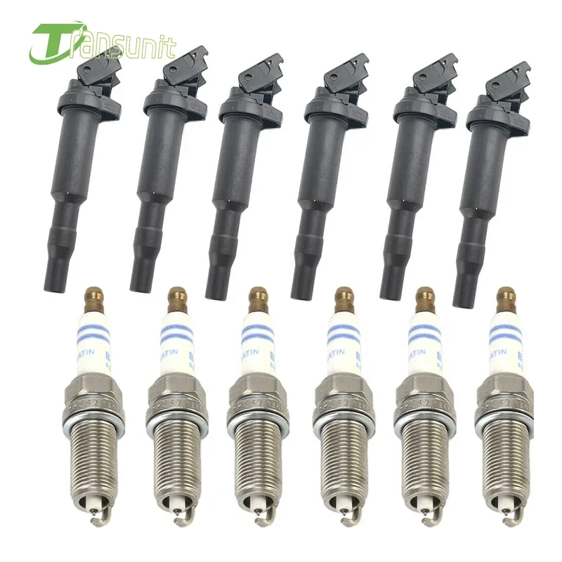 

12138647689 12138616153 Set of 6 Ignition Coils + 6 Spark Plugs Kit Premium Quality Suit For BMW 128i 335is 528i 0221504470