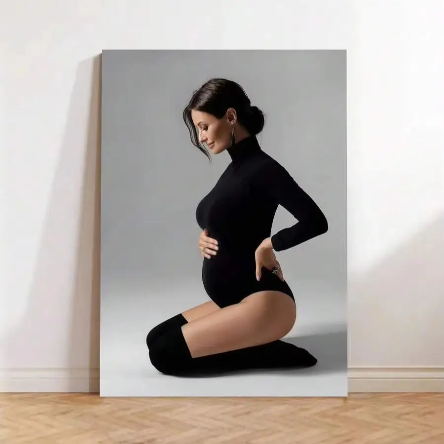 1PC Custom Photo Canvas Print Unframed Wall Art for Pregnant Women, Custom Poster for Nursery Decor & Maternity Gift