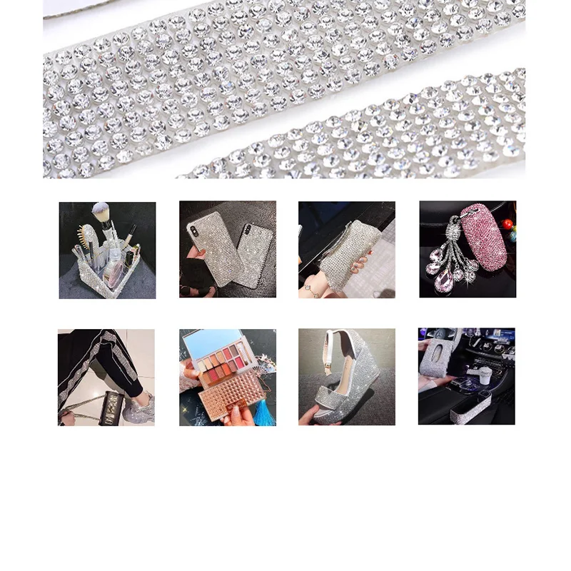 1Yard Crystal Diamond Sticker Creative Personality Rhinestone Strip Sheet Self Adhesive Ribbon DIY Handmade Car Phone Decorate