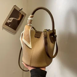 Lychee Texture cucito Solid Fashion PU borse a tracolla secchio Versatile borsa a tracolla borse semplici 2024 borse di vendita calda per le donne