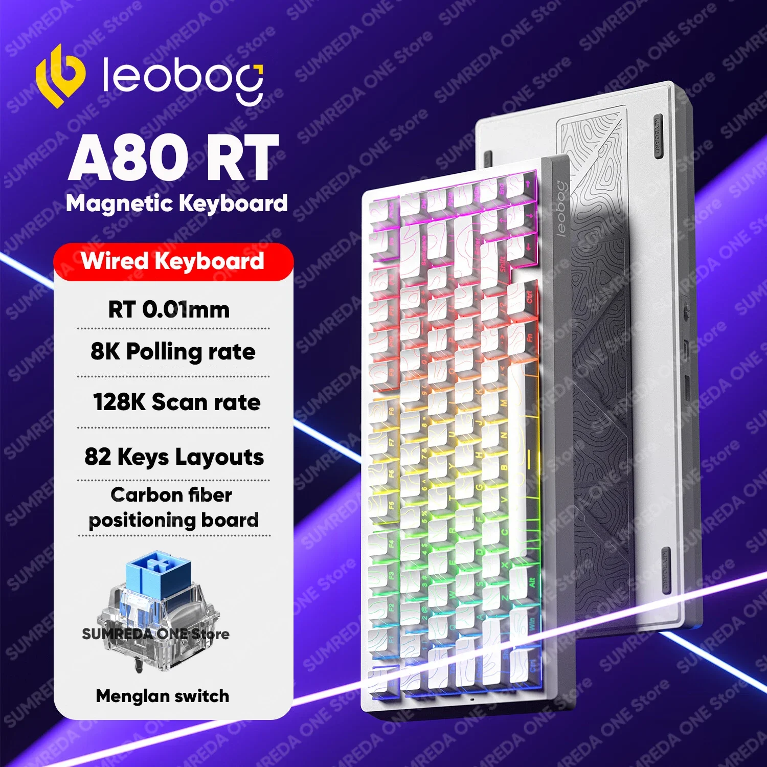 

LEOBOG A80RT Wired Gaming Magnetic Mechanical Keyboard 75% Layout Rapid Trigge RT0.01MM 8KHz RGB Hotswap Keyboard For PC Gamer