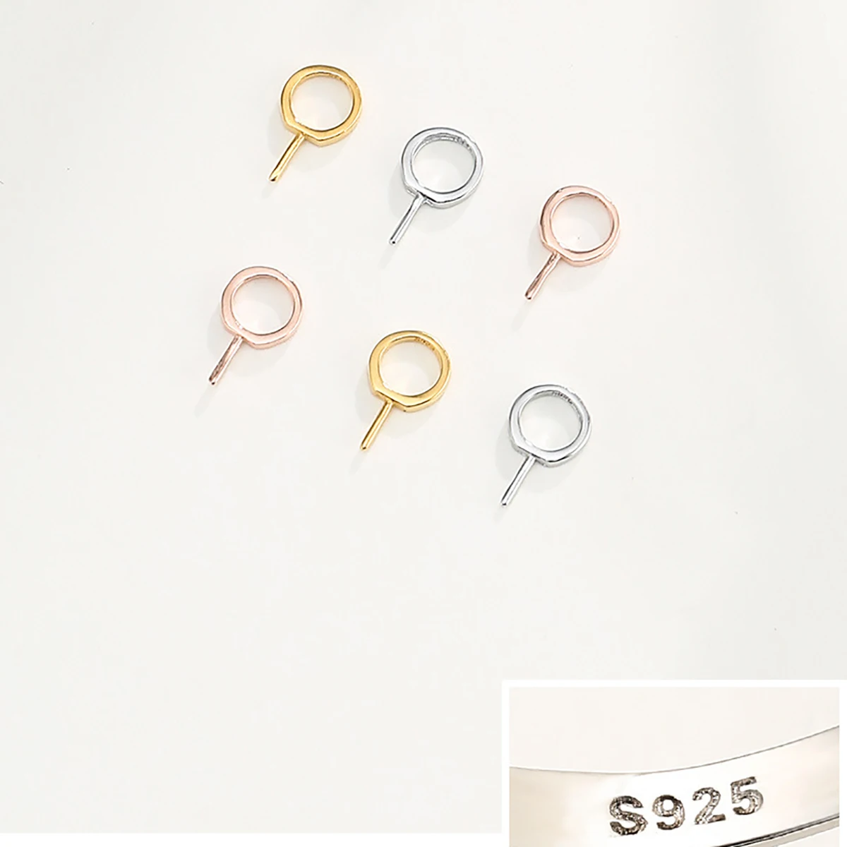 5pcs 925 Sterling Silver Round Glue On Pendant Eye Pin Bail fit Half-drilled Pearls Charm Pendant Connector for Necklace Making