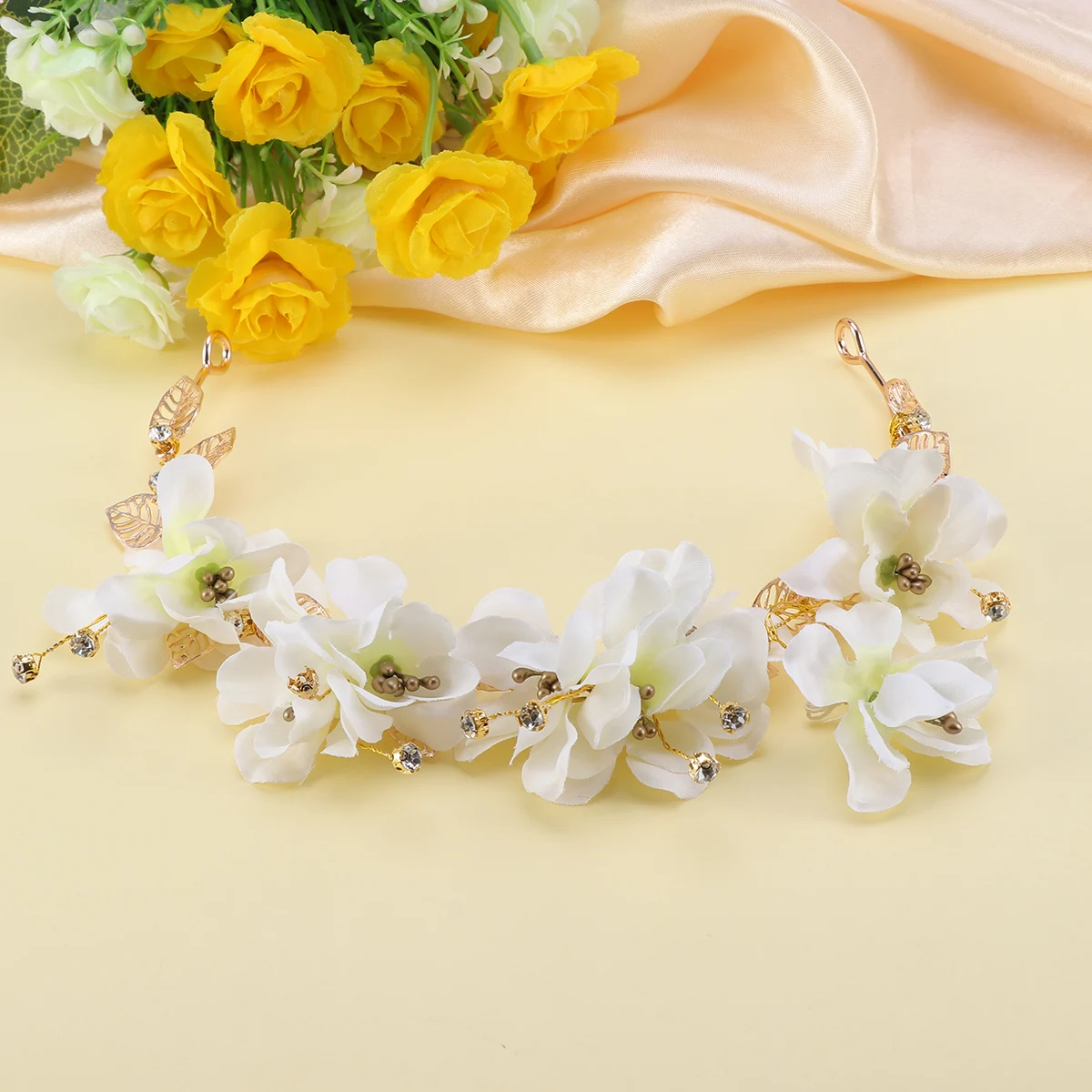 

Bohemia Floral Wedding Bridesmaid Hair Garland Headband Festival Bridal Accessories Beads Decor Beach Vacation Women