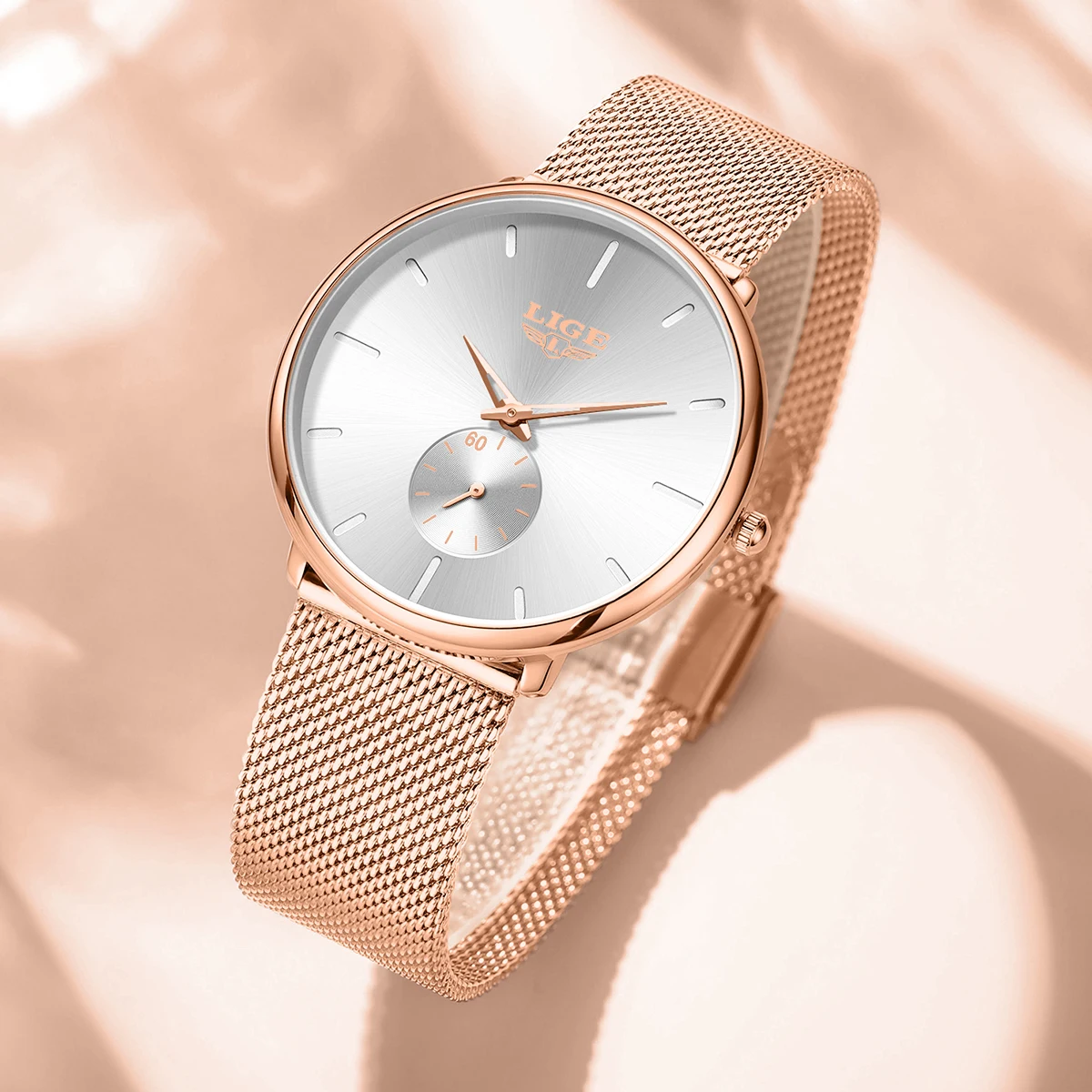 LIGE Ultra Thin Mesh Quartz Watches For Women Simple Elegant Waterproof Ladies Watch Fashion Sport Women's Bracelet Watch Reloj