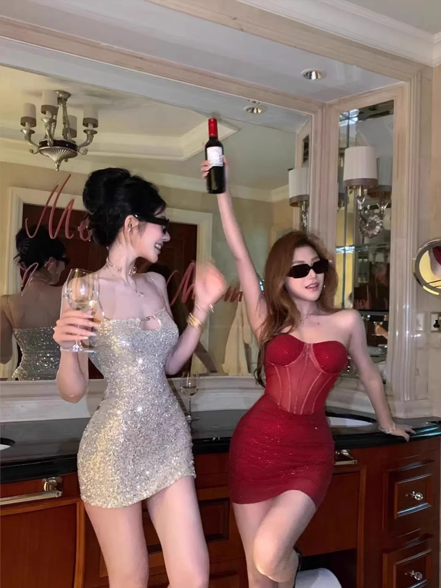 

Сексуальное женское платье с пайетками на день рождения Par Aosphere Sense, облегающая юбка на бретельках, высокая эластичность, без бренда, женское платье