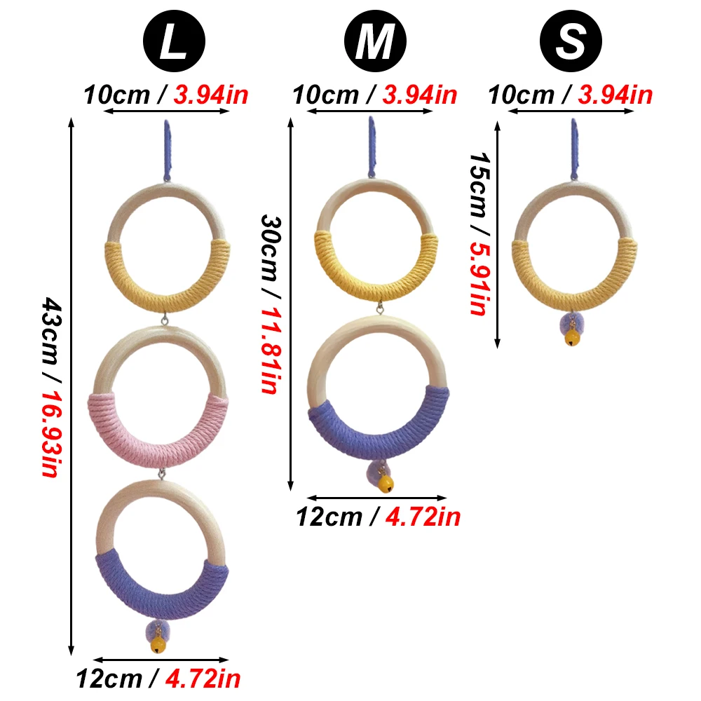 Columpio juguete para loros y periquitos – Anillos madera con cuerda