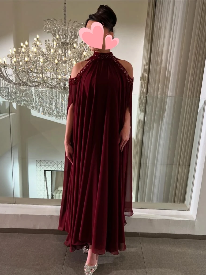 Oisslec Dress Elegant Vintage Sweet Sexy Red Chiffon Beads Stylish Customize Formal Occasion Prom Dress Evening Party Gowns image 2