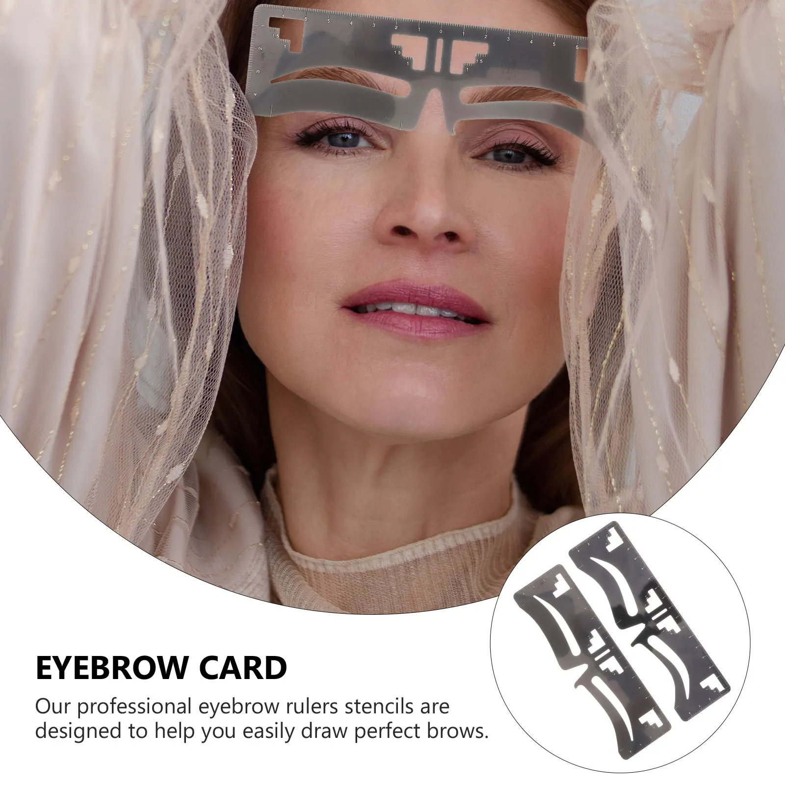 2 قطعة حاكم الحاجب المعادن الحاجب المشكل أداة قياس لدليل الحاجب الدقيق قالب تشكيل الحاجب