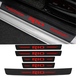 Carbon Fiber Anti Scratch Stickers Car Door Sill Protector Plate for KIA RIO 3 4 5 Logo Trunk Door Bumper Guard Threshold Strips