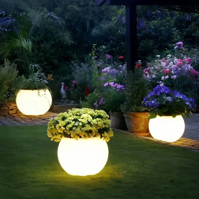 

Outdoor flower bowl courtyard luminous flower pot vase decorative light creative landscape waterproof