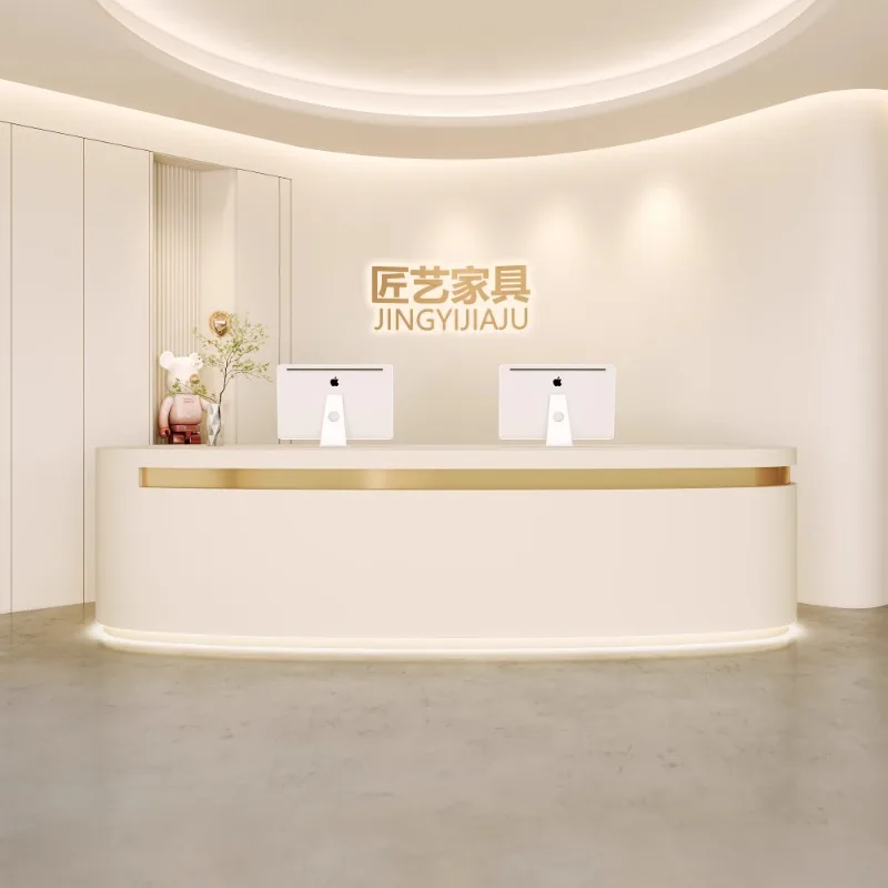 Long Reception Desk Podium Office Salon Modern Cashier Shop Counter Reception Desks Executive Bureau Meuble Luxury Furniture