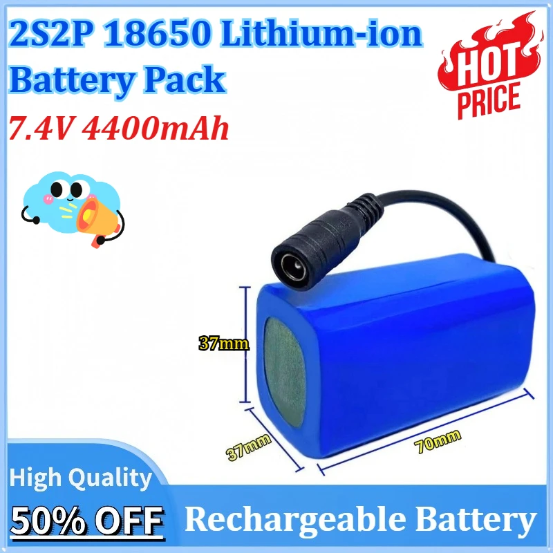 

Newly upgraded 7.4V 4400mAh 2S2P 18650 Lithium-ion Battery Pack for Robot vacuum cleaner Electronic Toy Bait Boat Battery