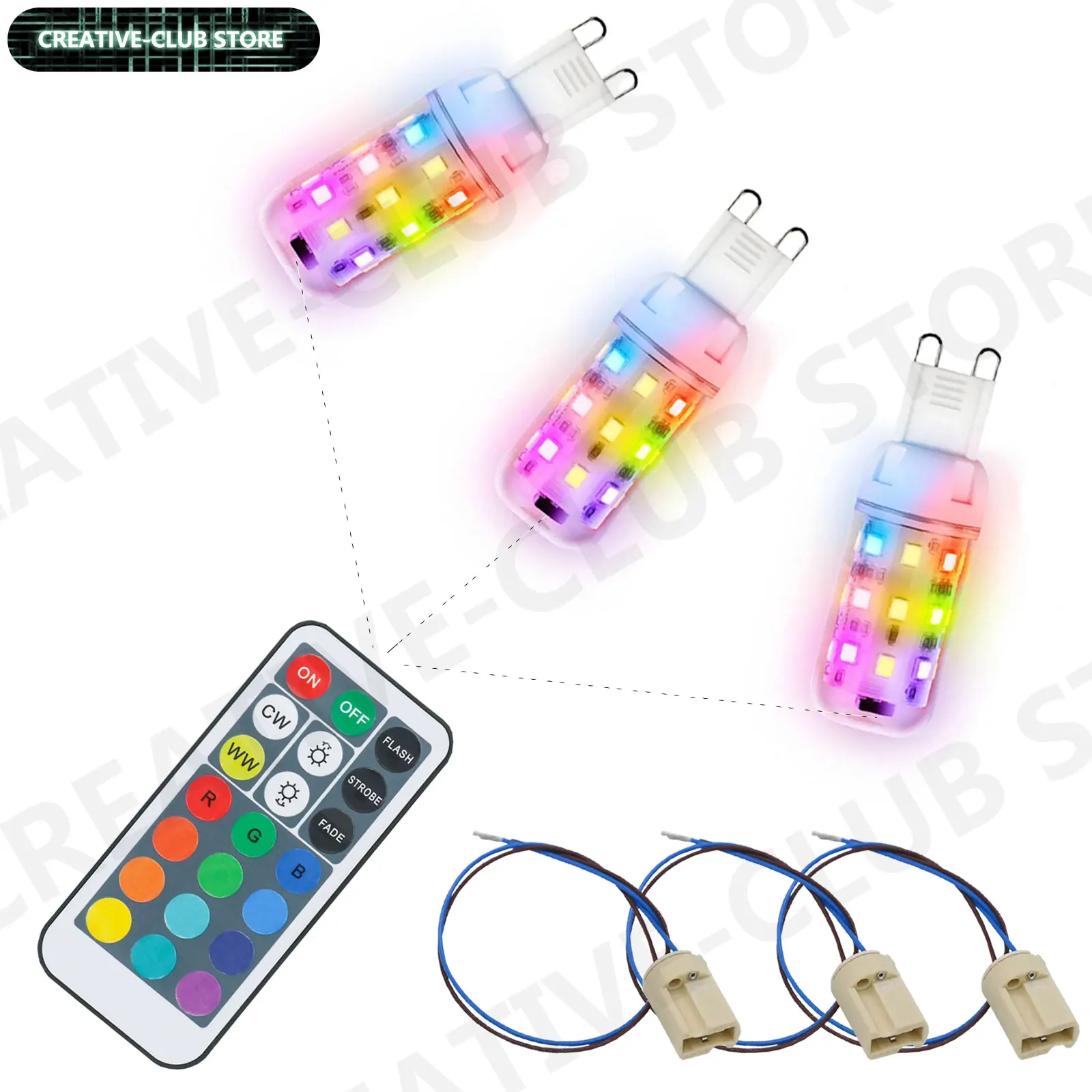 調光可能な12色カラーシンクロナシオンとメモリ機能を備えたrgb-g9-led電球、赤外線リモコン付きac100-240v-partydi