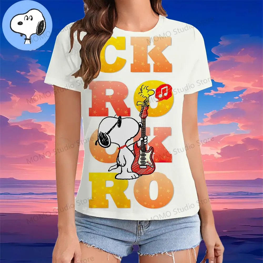 Short Sleeve O-Neck Summer XS-3XL Woman Clothing Snoopy Women\'s T-Shirt Anime 2024 Y2k Fashion Tshirt Tees 3D Print Streetwear