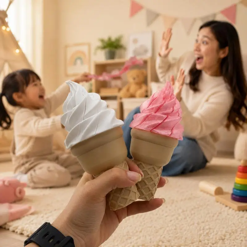 3D Printed Retractable Ice Cream  Prank Prop Cute Decor Ornament For Desk & Home Novelty Gift For Friends