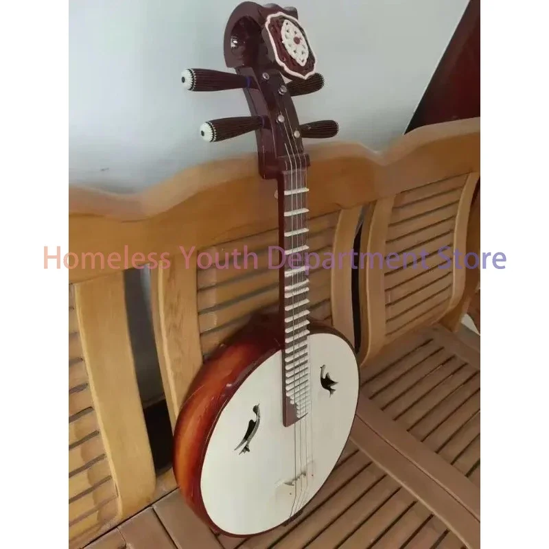 Zhongruan Pipa Chinese Handmade Rosewood National Traditional Ruyi Head Design 4 String Instrument with Hard Shoe Cover