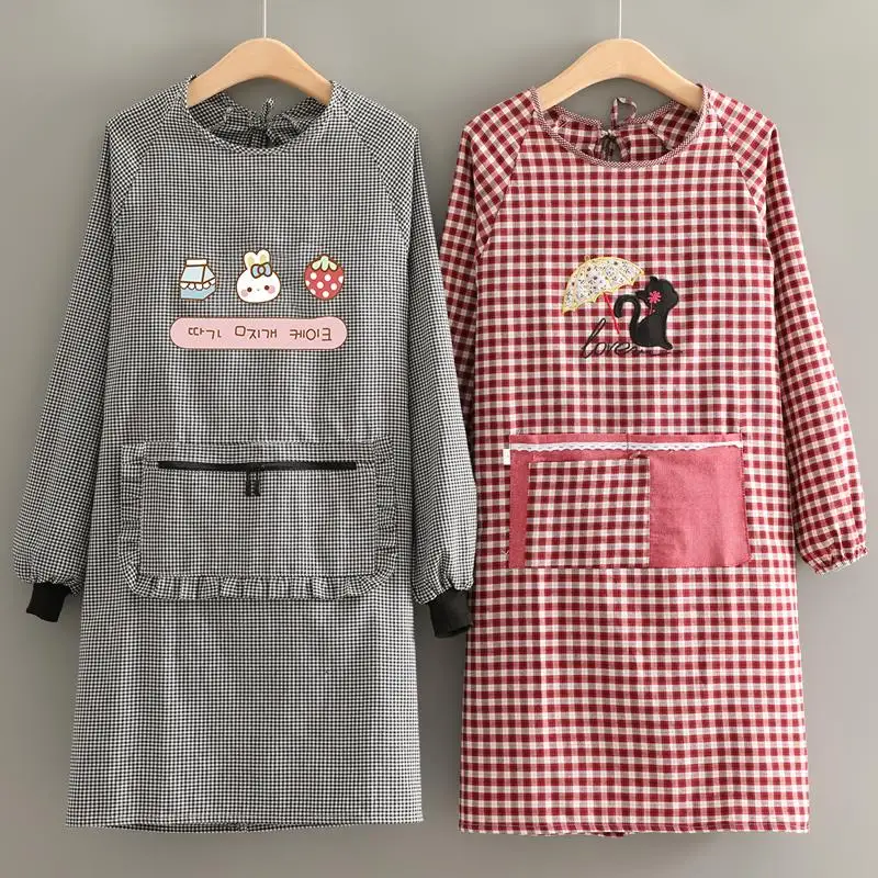 

Мужской фартук с длинными рукавами, двусторонняя рабочая одежда для кухни, для приготовления пищи, празднования Нового года, домашнего использования, защитное снаряжение