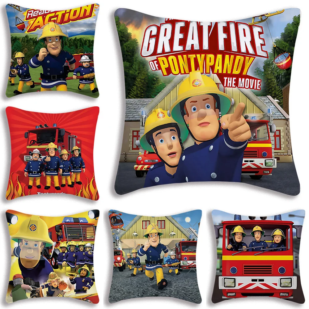 Pillow Covers F-Firemans S-SamS Cartoon Sofa Decorative Home Double-sided Printing Short Plush Cute Cushion Cover