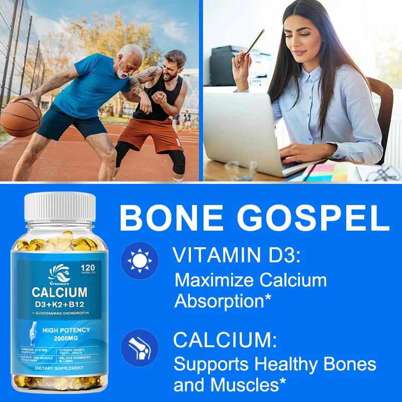 Vitamin D3+K2+B12 Capsules High Potency Food -Based Immune Support, Bone Health & Mood Balance Supplement