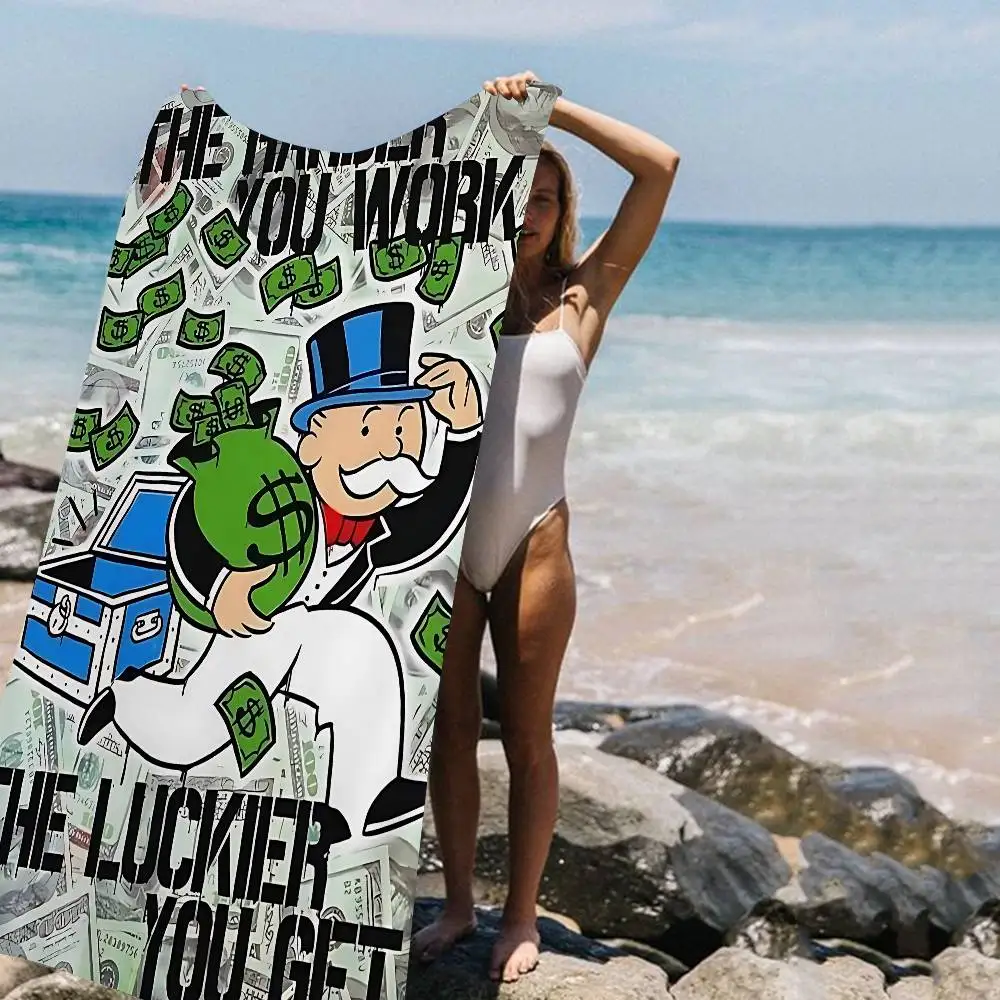 Cartoon Dollar Aalec MonopolyS Anime Beach Swimming Towel Soft Absorbent Washcloth Children's Gifts for Kids Travel Camping Gym