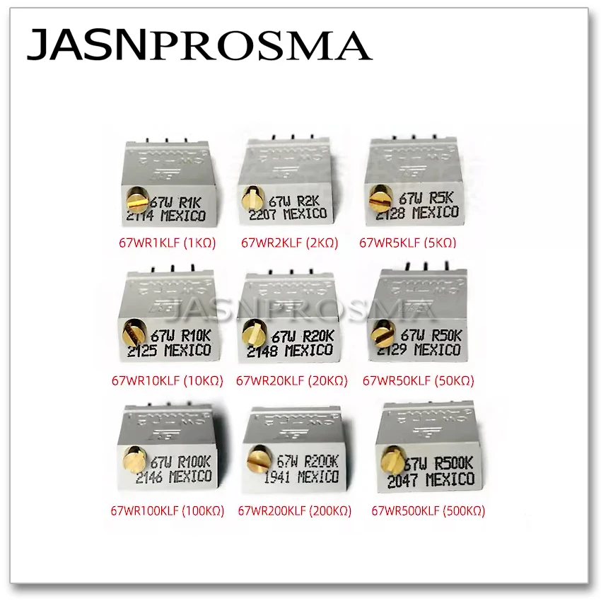 Jasnprosma bi 67wr 3296w 50pcs 10k 20k 50k 67wr10klf 67wr20klf 67wr50klf ohm original Trimpot Trimmer Widerstand Potentiometer