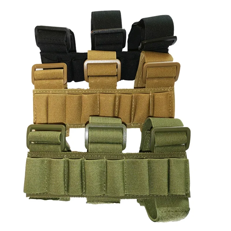 Tactical 8 Rounds Cartridge Rifle Buttstock Ammo Shell Carrier 12/20 Gauge Shotshell Holder Arm Pouch Hunting Mag Bag