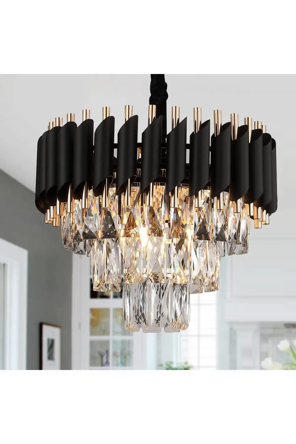 Elit Crystal Stone 40 Lux Black-gold Modern Living Room Chandelier