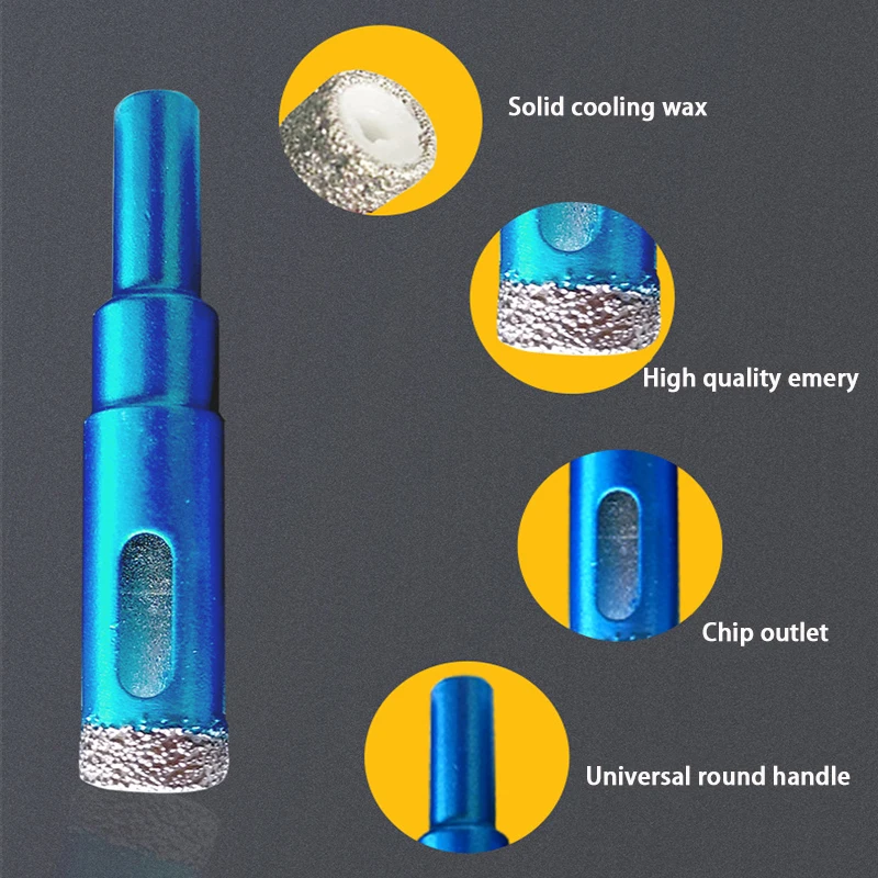 Durable Diamond Coated Core Drill Bit Dry Drilling for Glass Marble Granite Quartz Porcelain Ceramics Vitrified Tile Hole Opener