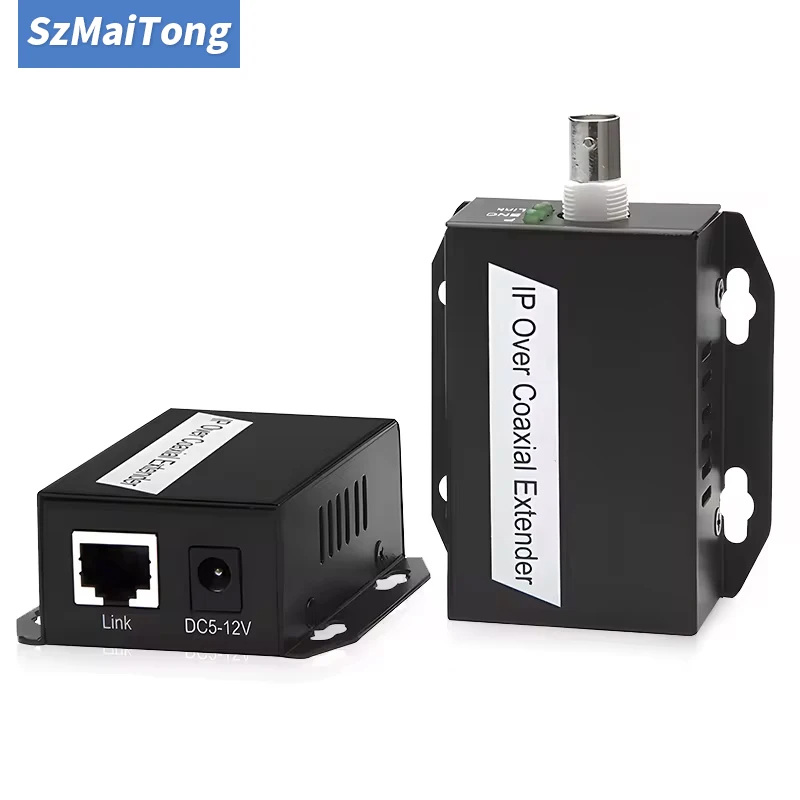 1Pair Ethernet IP Extender Over Coax HD Network Kit EoC Coaxial Cable Transmission Extender for Security CCTV Cameras