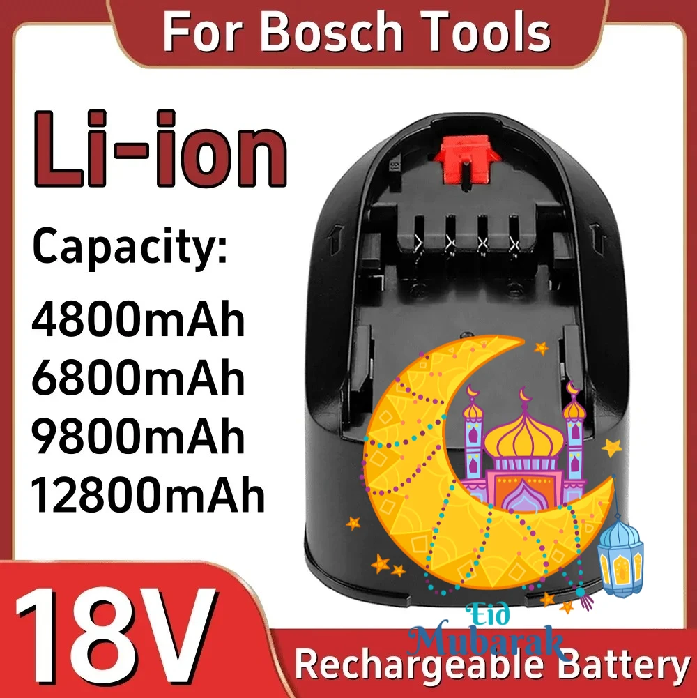 

2025 18V 4800/6800/9800/12800mAh Replacement Battery For Bosch Home & Garden PBA PSB PSR 18V Battery Tools AL1880CV AL18815CV