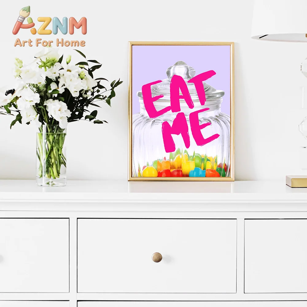 Cartoon Ice Cream Pastel Cake Candy Home Poster Print Colorful Fun Quirky Art Canvas Painting Pink Quote Kid Living Room Decor