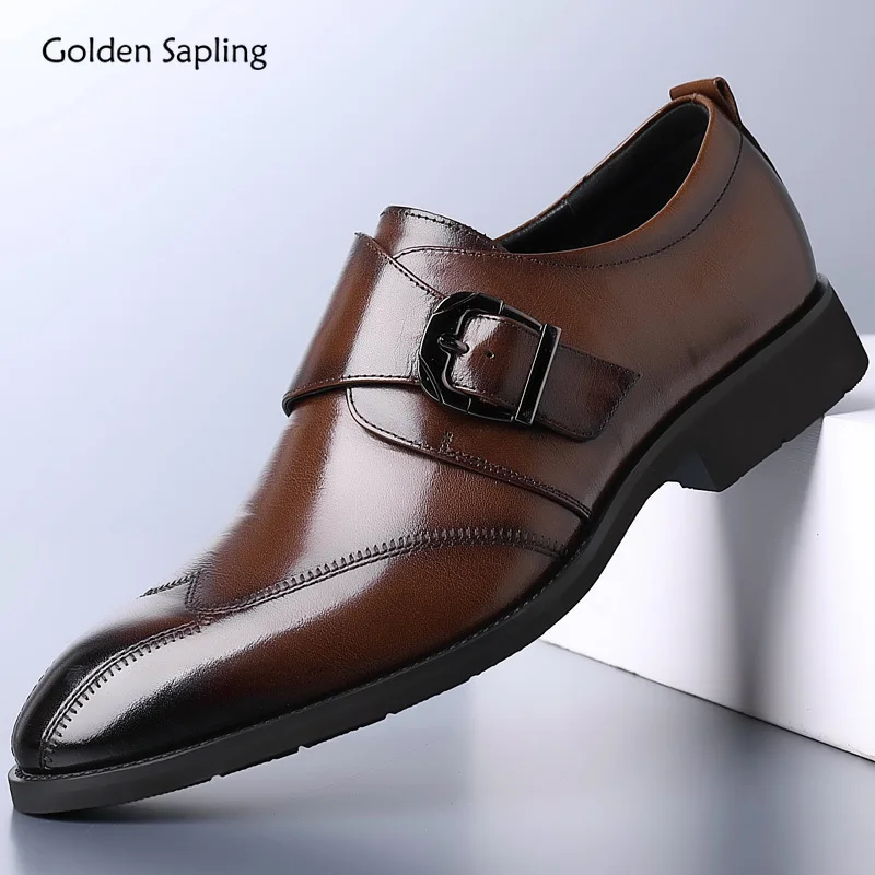 Golden Sapling Men\'s Formal Shoes Office Dress Loafers Fashion Leather Flats Casual Business Shoes for Men Elegant Wedding Flat