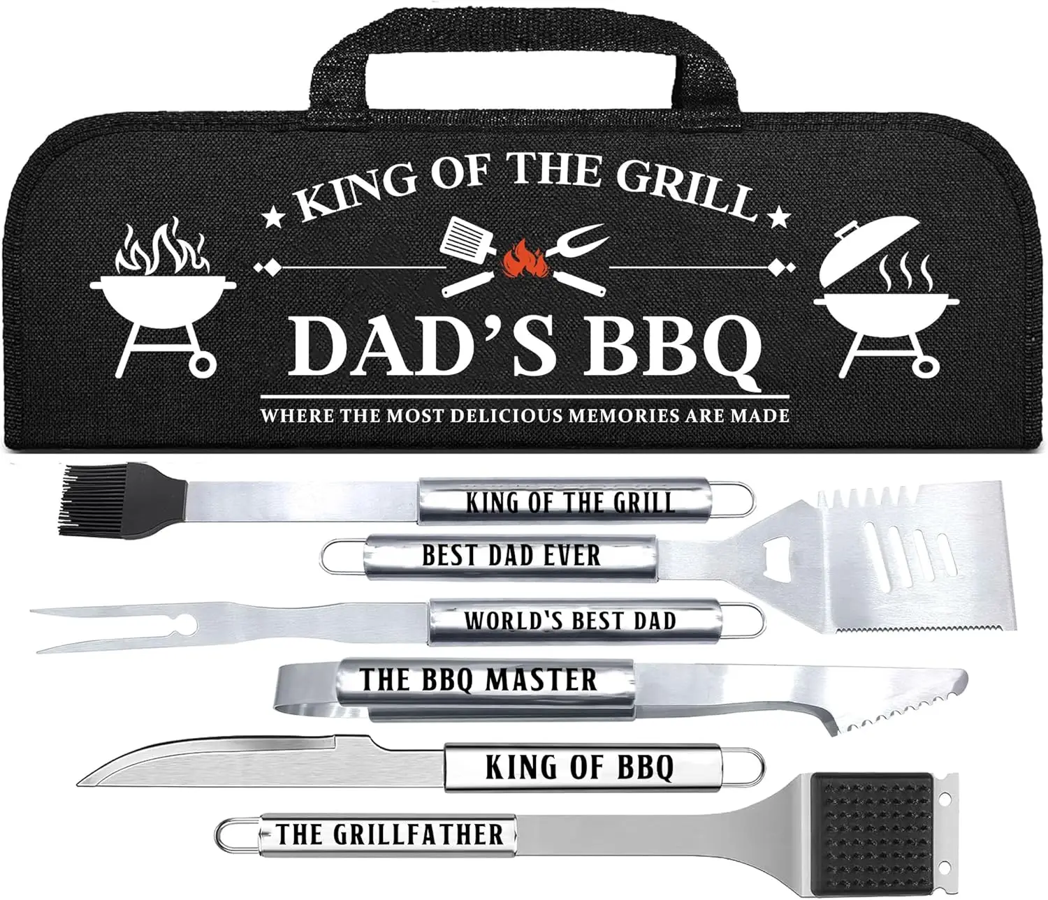 

Christmas Dad Gifts from Daughter: Heavy Duty Stainless Steel BBQ Grill Set with Aluminum Case