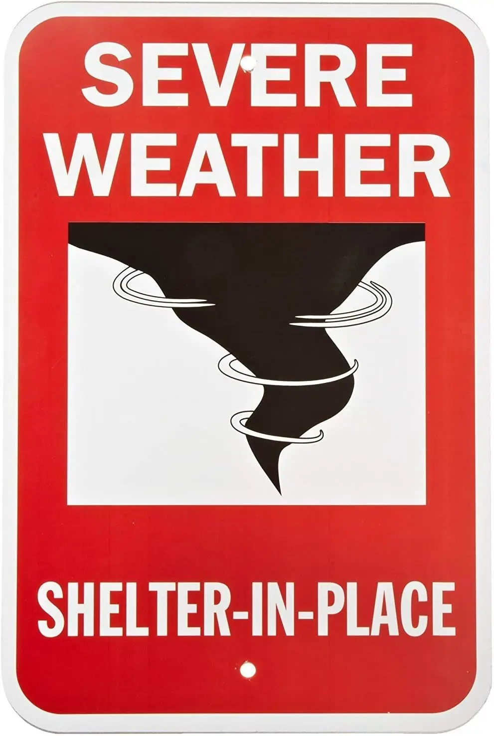 Warning Sign Severe Weather Shelter-in-Place with Graphic, Black/Red on White Road Sign Business Sign es Tin Metal Tin Sign