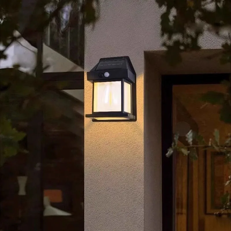 New Outdoor Simple Creative Solar Tungsten Lamp Outdoor Induction Courtyard Garden Villa Lighting Practical Night Light White