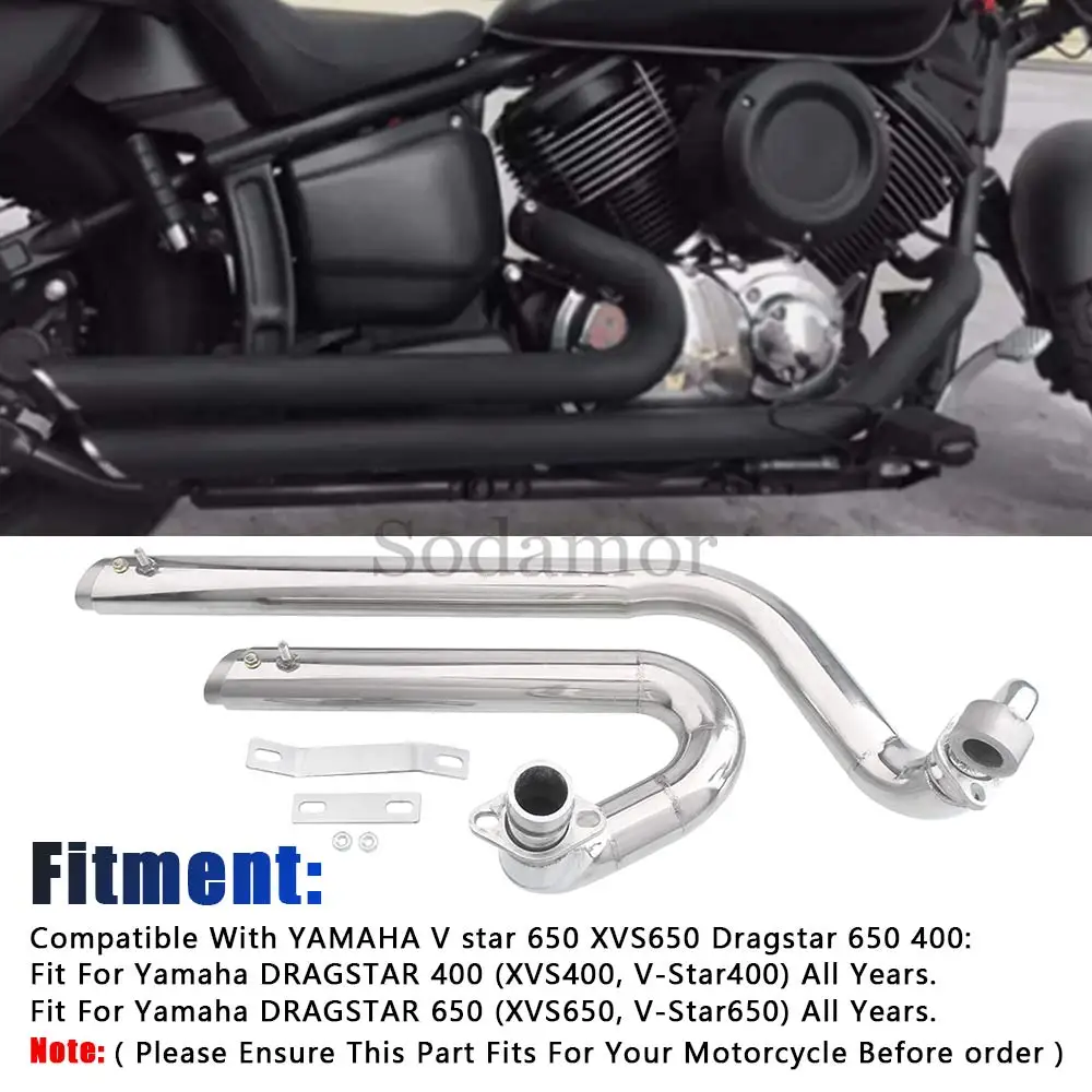 For Yamaha Drag Star V-star 650 XVS650 DS650 XVS400 650A DRAGSTAR 400 Motorcycle Exhaust Full System Silencer Tube Muffler Pipe