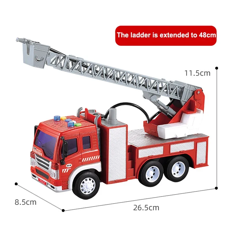 New 1:16 Simulation Fire Truck Model Large Sound Effect Light Fire Truck Ladder Truck Water Supply Truck Toy Children\'s Gift