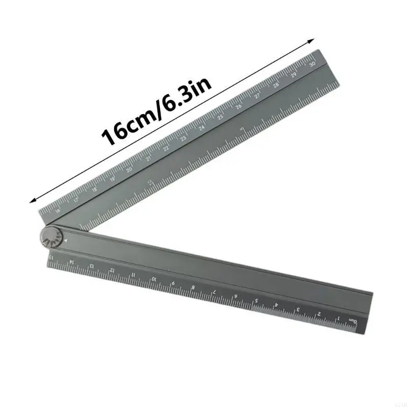 

L74D Folding Straight Rulers 30cm Aluminum Protractors Foldable Angles Tool with Clear Scale Upgrades for Architects & Artists