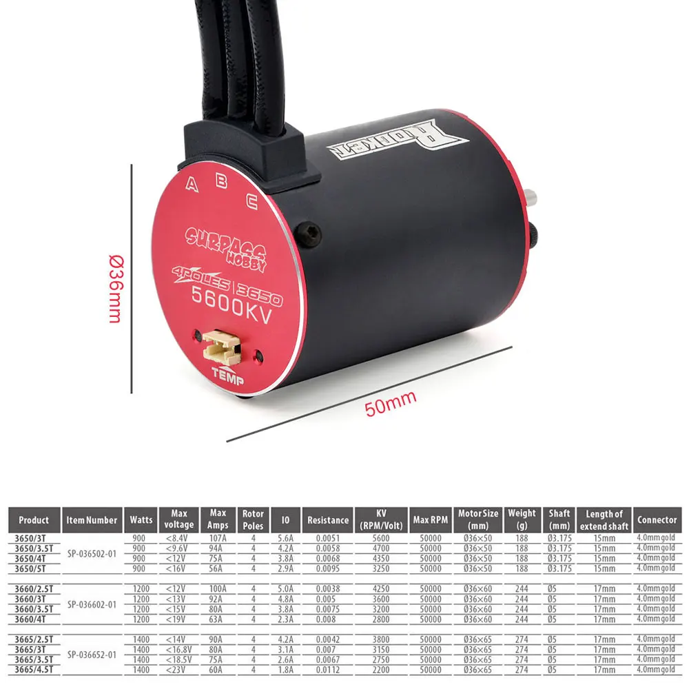 Raket V2 3650 5600kv/4700kv/4350kv/3250kv Borstelloze Motor & 45a 60a Esc/Programmakaart Combo Voor 1:10 Rc Auto Rc Boot