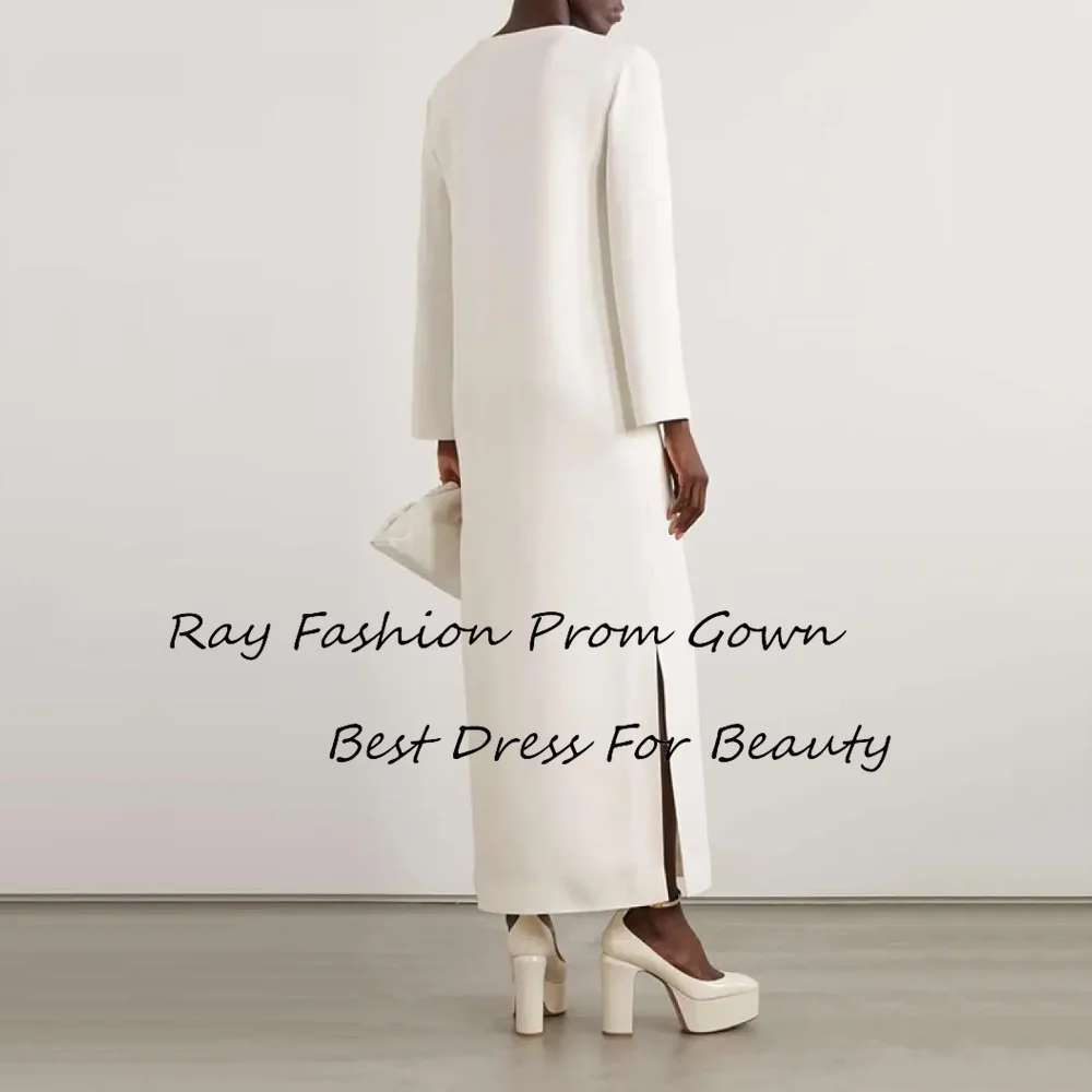 Ray Fashion Straight Evening Dress V Neck With Full Sleeves Ankle Length For Women Formal Occasion فساتين سهرة Saudi Arabia