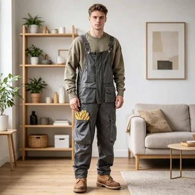 Men Vintage Loose Cargo Overalls Casual Export Style Trousers