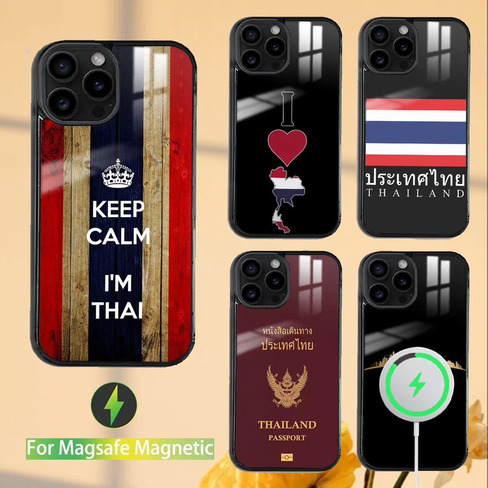 Thailand Flag Map Phone Case For iPhone 16 15 14 13 12 11 PRO MAX PLUS Mini Magnetic wireless mirror phone case