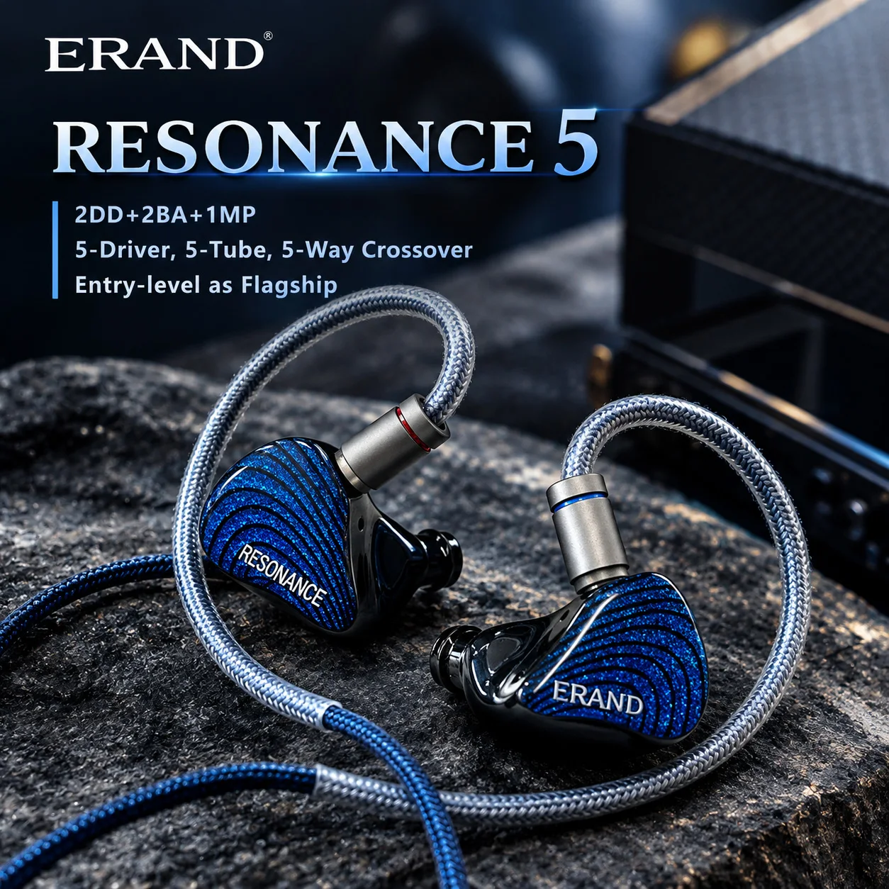ERAND RESONANCE 5 2DD+2BA+1MP Hybrid IEMs HIFI In-ear Wired Earphones 5-driver 5-tube 5-way Monitor Headphones Earbuds