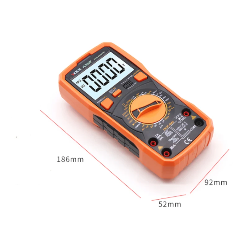 VICTOR NEW VC9808+ 3 1/2 True RMS Digital Multimeter 1000V 20A DC AC Ammeter Voltmeter Inductance Frequency Temperature Meter