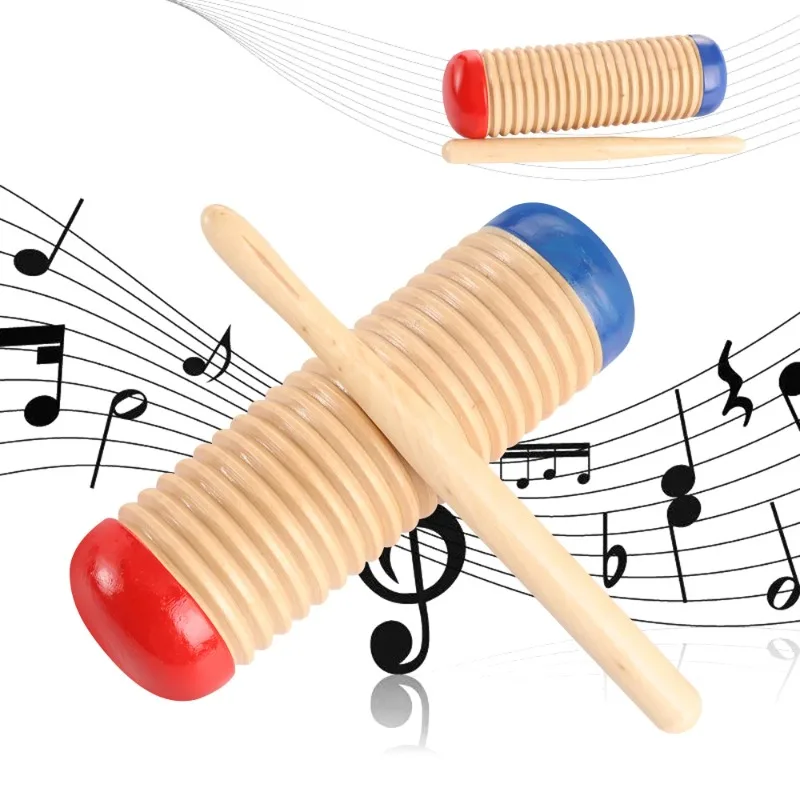 2023 Musical Instrument Rhythm Toy Wooden Guiro Music Toy for Baby Kid Child Early Educational Toys Tool Percussion with Mallet