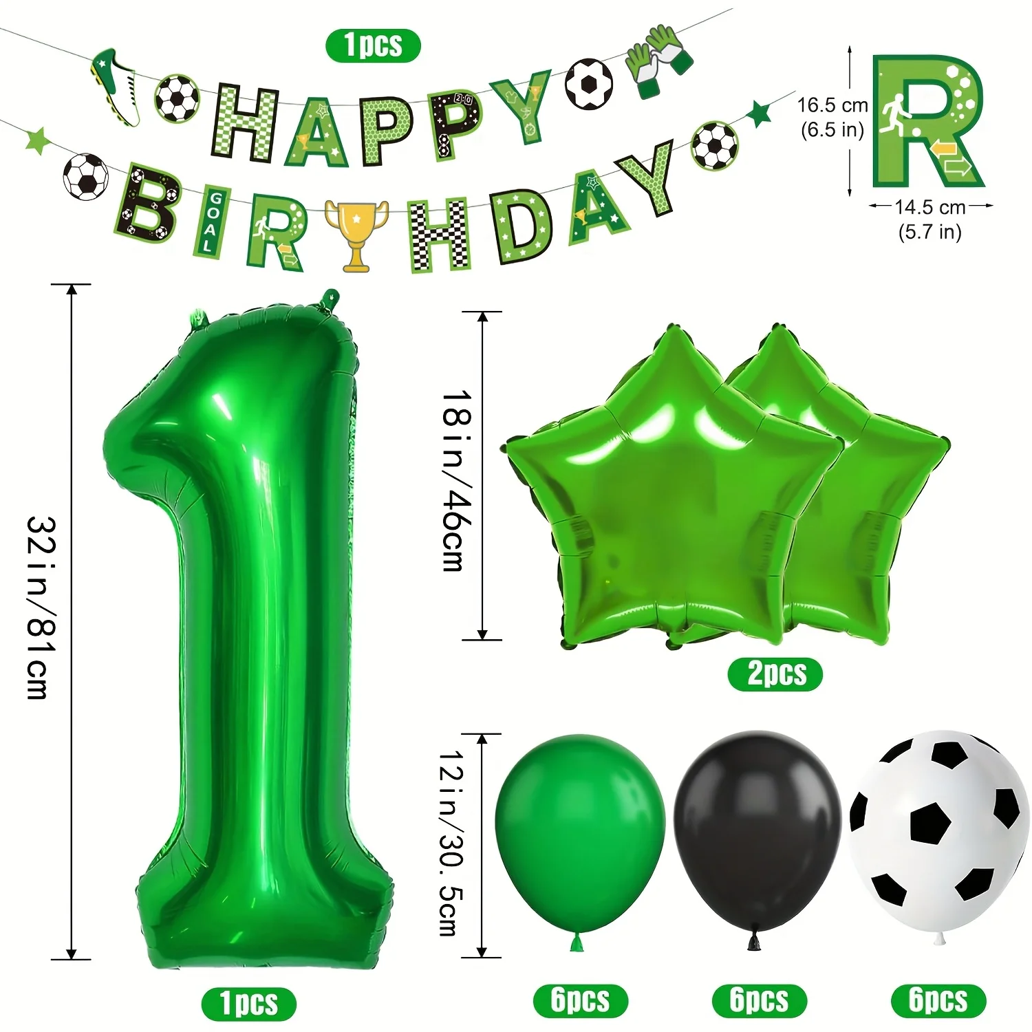 مجموعة واحدة من قوس البالونات تحت عنوان كرة القدم للأولاد وحفلات أعياد الميلاد من الألومنيوم وبالونات كرة القدم للديكور الداخلي والخارجي