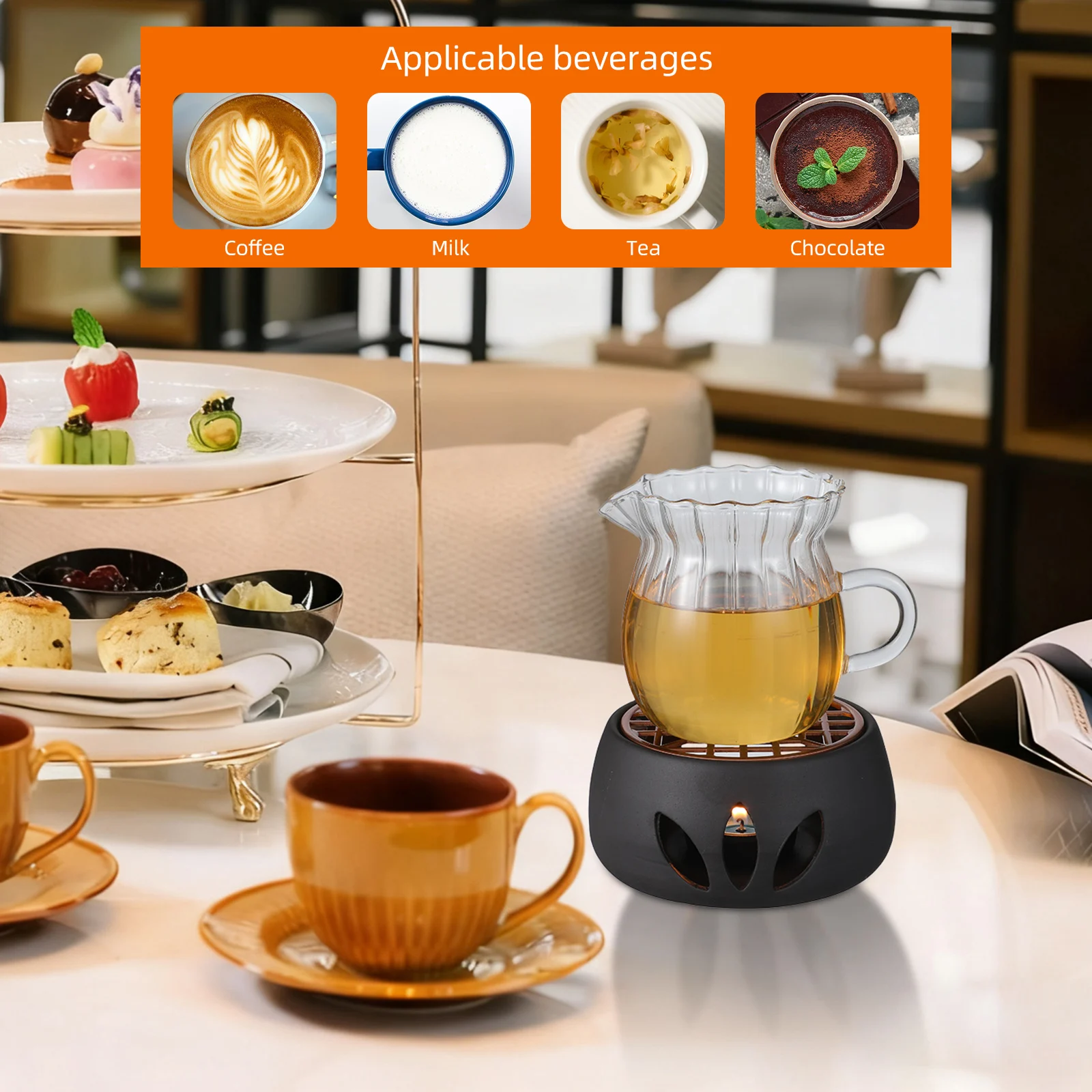 

1Set Teapot Insulation Base High-Class Ceramic Tea Warmer with Non-Slip Bottom Suitable for Tea Restaurant Desktop
