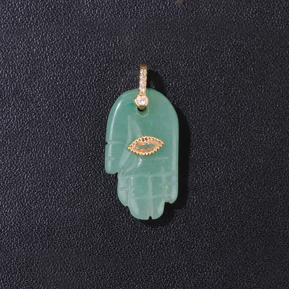Lucky Natural Stone Fatima Hand Charms 1Pc Blue Lapis Lazuli Evil Eye Hand Pendant For Jewelry Making Earrings DIY Necklace
