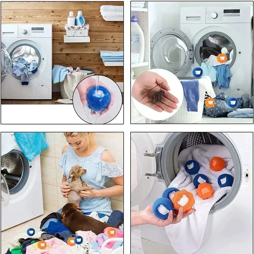 3/6/12PCS Laundry Balls Set Reusable Washing Machine Hair Removal Balls Clean Fluff Pet Hair Remover Practical Clothes Homewares